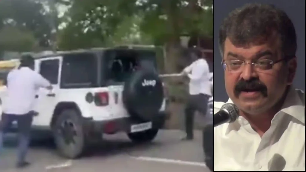 Attack On Car Of Jitendra Awhad