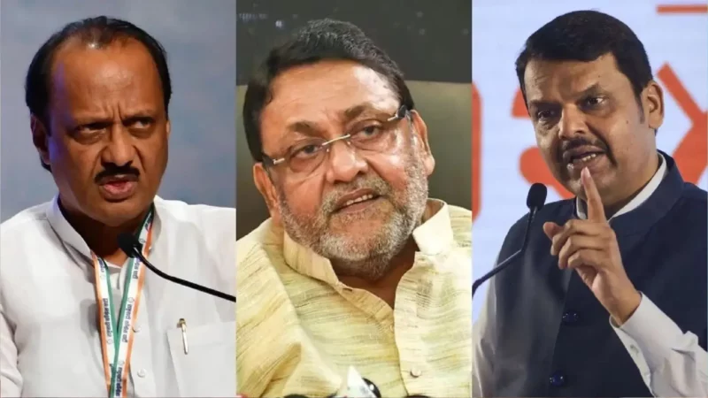 Nawab Malik-Ajit Pawar-Devendra Fadnavis