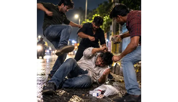 Bhosari Pune Crime News | Pune: Young man waylaid and brutally beaten while returning home with medicine; finger fractured after being struck on the hand with a stone.