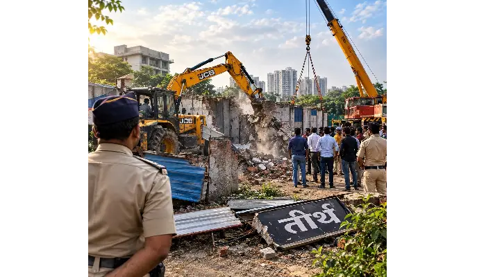 Pune Crime News | Pune: A case has been registered against two individuals from the Kharde Patil firm for allegedly illegally taking possession of land by carrying out encroachments with the help of a JCB and a crane.