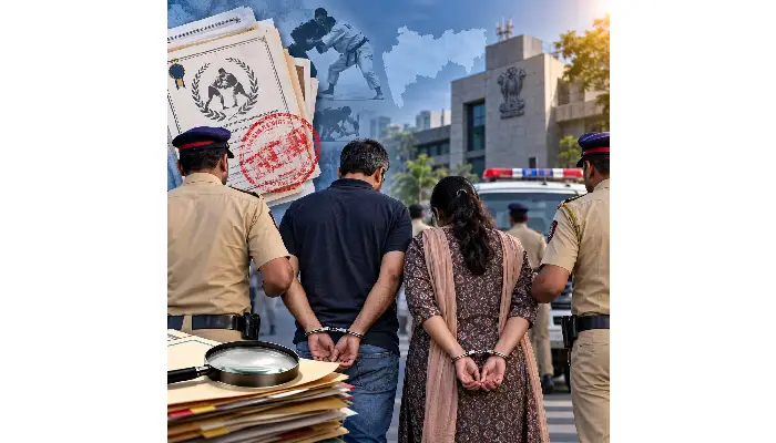 Pune Crime News | Kolhapur couple arrested in fake sportsman certificate case in Pune city police force recruitment process; Involvement of Secretary Shivaji Salunkhe's relative in preparing forged documents