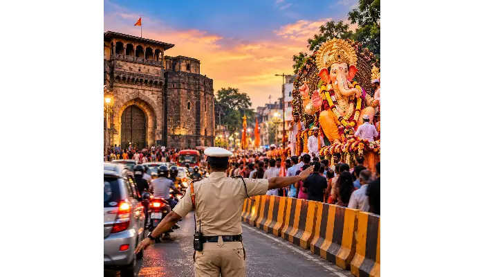 Pune Traffic Updates | Pune: Major traffic changes for Ganesh immersion; 17 main roads including Laxmi Road, Chhatrapati Shivaji Maharaj Road, Bajirao Road closed, no-parking on main roads from the night of September 24