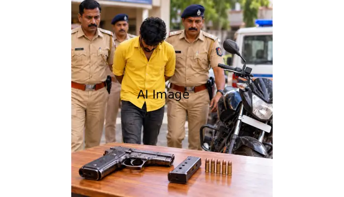 Pune Crime News | Pune: Saswad police arrest a habitual offender residing in Katraj with a country-made pistol; action had previously been taken against him under MCOCA.