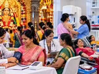 Shri Mahalaxmi Mandir, Sarasbag | नवरात्रोत्सवानिमित्त महिलांसाठी मोफत आरोग्य तपासणी शिबिर ! श्री महालक्ष्मी मंदिर व हरजीवन हॉस्पिटल यांच्यातर्फेआयोजन; रक्तदान शिबीराचेही आयोजन