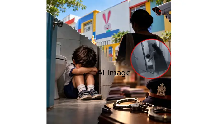 Pune Crime News | Outrageous incident in Pune! Allegation that a 3-year-old toddler was locked in a restroom for misbehaving; case registered against a teacher and the manager of EuroKids.