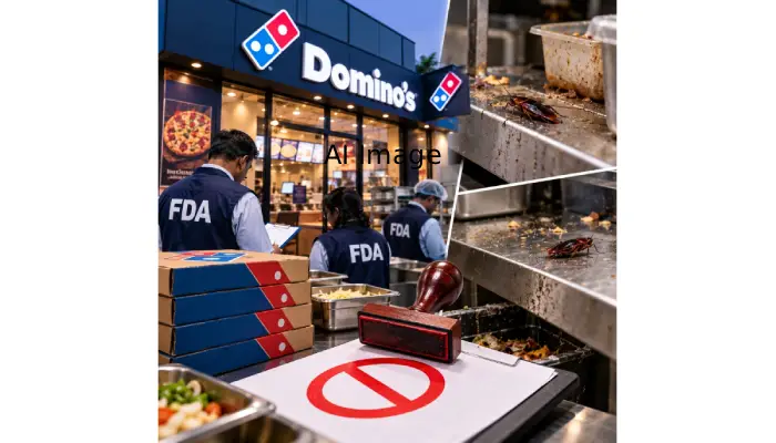 Pune FDA News | 'Domino's' outlets in Warje, Hingne Khurd, Chakan in Pune, and 2 outlets in Kolhapur had their licenses suspended by the FDA after finding live and dead cockroaches in the kitchen.