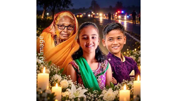 Shirur Pune Accident News | Pune: Tragic! They were returning home after listening to a kirtan... but fate struck before they could reach home! Grandma dies along with 2 little children